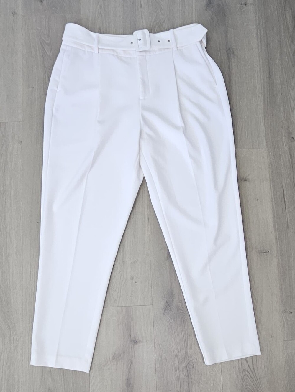 Eloquii White Belted High-Waist Pants